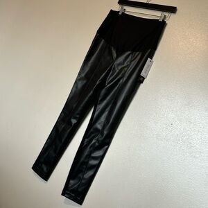 Tribal Jeans black maternity stretch waist leather look slimming pants
